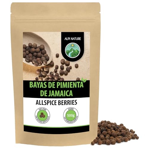 Pimienta de Jamaica entera (500g), granos de pimienta de Jamaica 100% natural, especia sin aditivos, vegana, semillas de pimienta de Jamaica
