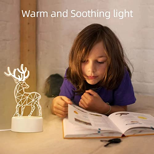 Cuicanshang Deer Illusion Lamp Night Light For Kids Led Table Lamp Night Lamp Bedroom Decoration Holiday Presents Birthday Gifts For Children Boys Girls #TOP3