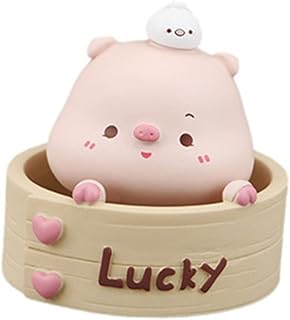 Didiseaon Ornamento De Porco Fofo Decorações De Painel De Carro Decoração De Ornamento De Carro Piggy Bolo Brinquedo Brinquedos De Mesa Carros Minúsculos Decoração De Porco Agitado