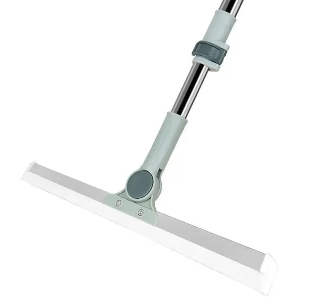 49cm Silicone Head Heavy Duty Squeegee and Mop 180° with Adjustable Handle, 74-120cm Pole, Stainless Steel-