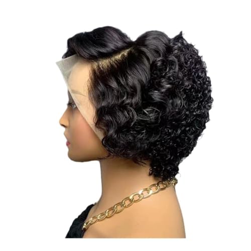 Perruque courte bouclée 13X4 lace front pixie cut pour femmes noires