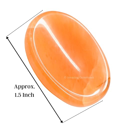 Image of Amazing Gemstone Red Aventurine Worry Stone Crystals and Healing Stones - Worry Stones for Stress Relief Gifts - Piedra Crystal Fidget for Meditation - Unique Stocking Stuffers and Birthday Gifts