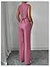 SOLY HUX Women's 2 Piece Outfits V Neck Button Down Vest Tops and High Waisted Pants Set Office Work Suit Plain HotPink Small