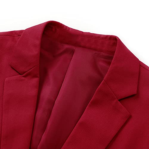 YOUTHUP Blazer Homme avec Noeud Papillon Veste de Costume Formel avec Un Bouton Elégant Classique Blazer pour Mariage d'affaires Bal Smoking, Rouge, XL - Image 4