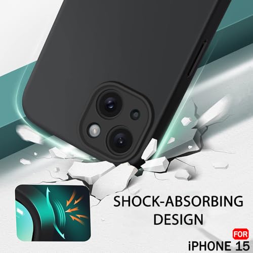 Image of TheGiftKart Liquid Silicone Back Cover Case for iPhone 15 | Soft Micro-Fibre Lining Inside | Camera & Screen Protection | Shockproof Back Cover for iPhone 15 (Silicone, Rich Black)