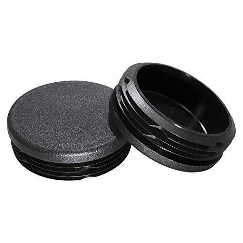 Image of Prescott Plastics 2 1 /2 inch (63.5mm) Outer Diameter Ribbed Plastic Hole Plugs, Round Black Metal Tubing End Caps, Strong Furniture Leg Inserts, Impact & Weather Resistant, Made in The USA - 20 Pack