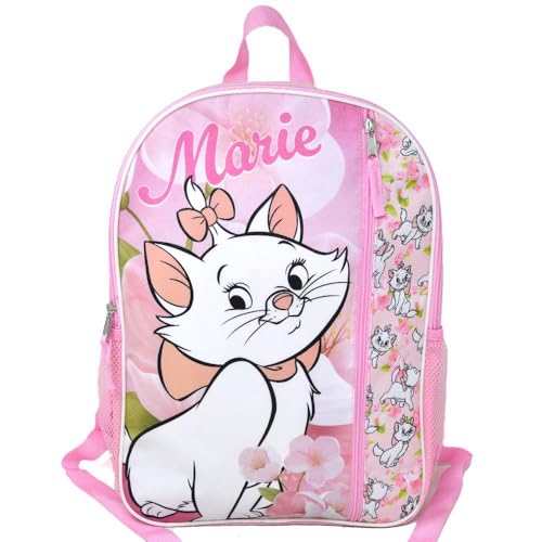 Disney Marie from The Aristocats 16 Pink Nylon School Backpack 16 for Girls with a Large front Pocket