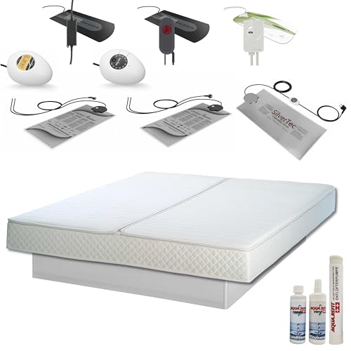 AQUA ROYAL Wasserbett Bett Set Softside Mono Einzelbett ohne Podest/Sockel 140x200 cm F3 – Wasserbetten Heizung von Calesco oder TBD Carbon Heater – Pflegeset und Befüllschlauch