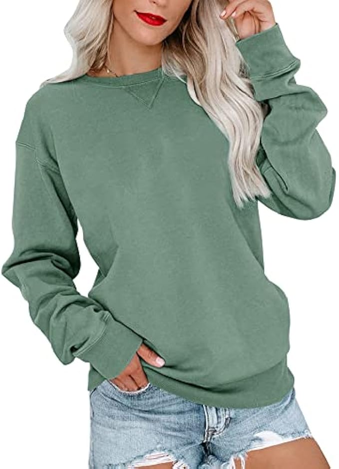 Bingerlily Womens Casual Long Sleeve Sweatshirt Crew Neck Cute Pullover Relaxed Fit Tops