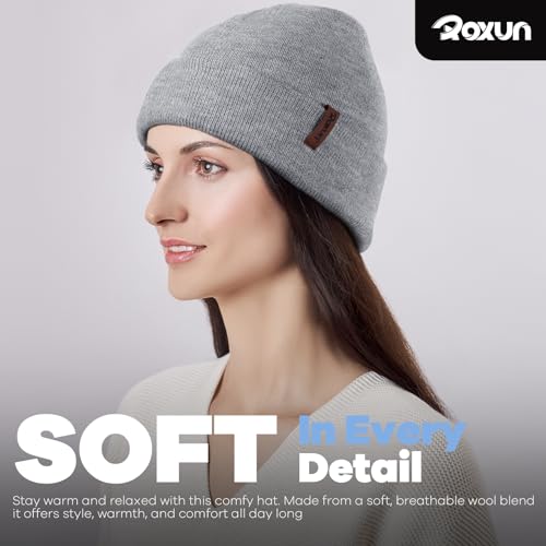 Image of ROXUN Beanie for Men /Women Winter Hat Soft Warm Unisex Skull Stocking Cap | cuffed beanie,stretch-knit fit ,suits daily wear,hiking, skiing cycling