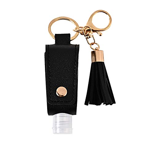 FDHGF 30ml Reusable Travel Portable Refillable Bottles Hand Sanitizer Bottles with Keychain Holder Cosmetic Container(Black)