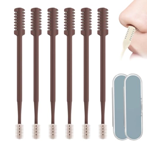Image of Upgrade Nasal Hair Cutter Travel Essentials for Men Women,2025 Nostril Hair Removal Tools Double Sided Christmas,360 Rotating Manual Nose Hair Trimmer (Brown, 6 Set)