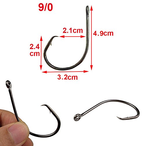 Circle Hooks Saltwater Inline Fishing Hooks 100pcs Ultra Point High Carbon Steel Fish Hook Extra Strong Sharp Straight Eye Octopus Circle Fishing Hooks(9/0-100pcs) - Image 4