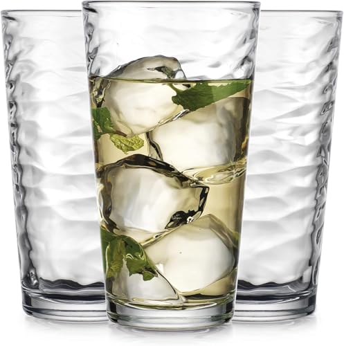 Glaver's Drinking Glasses Set of 10 Highball Glass Cups, 17 Oz Cooler Glassware. Home and Bar Everyday Basic Drinkware Elegant Kitchen Glasses for Water, Juice, Cocktails, Iced Tea.