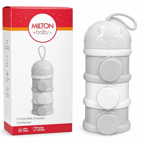 Image of Milton Baby 3 Layer Milk Powder Container I Formula Dispenser On The Go I BPA Free - 100% Food Grade I Travel Friendly Portable Container for Milk Powder, Snacks, Fruits I Light Weight I Grey