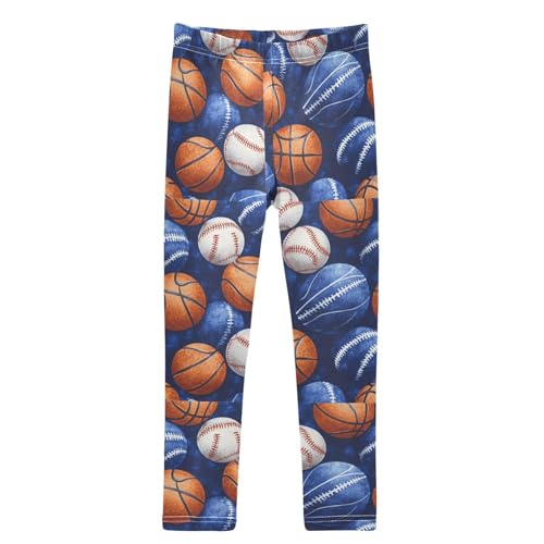 Boccsty Blue Sports Basketballs Footballs Girls Leggings Kids Yoga Pants Dance Active Tights 4T