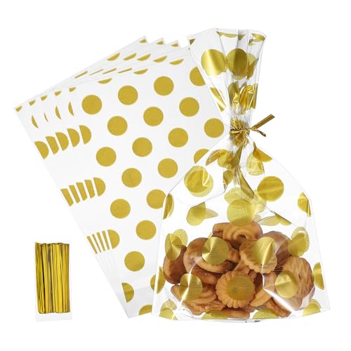 Bolsas de galletas de alta claridad con acabado dorado elegante para embalaje gourmet
