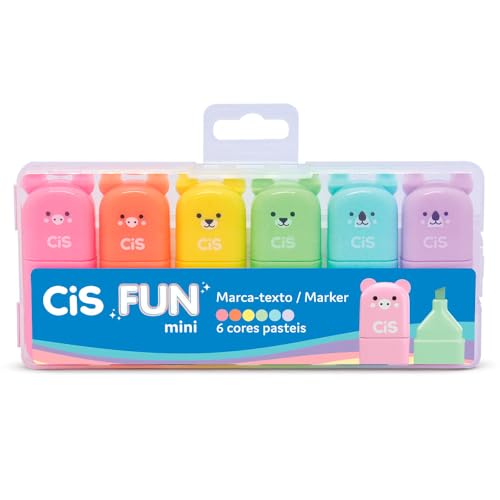 Marca Texto Fun Mini CIS - Estojo com 6 cores Pastel