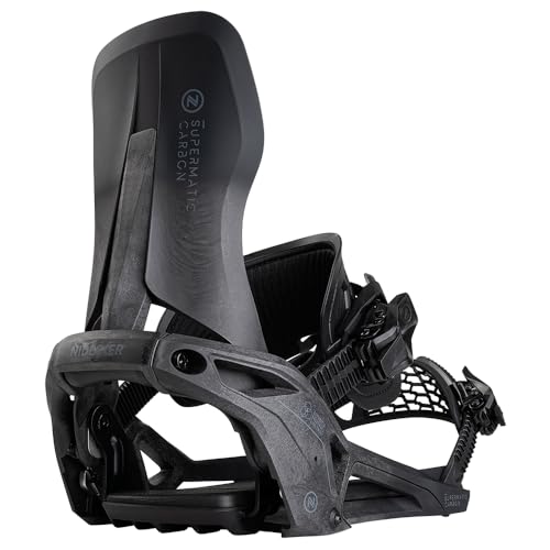 Nidecker Supermatic Snowboard First Universal, Dual-Entry, Automatic Binding - Comfortable and Reliable as a Regular Two-Strap Binding - Genuine Game Changer with its Drop in tech - M - Carbon