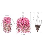 Artificial Hanging Flowers with Basket Outdoors Fake Flowers Plants,3 PCS Faux Silk Morning Pink and Light Pink Glory Flower with Eucalyptus Leaves Realistic Greenery Vines for Wall Home Porch Patio - Image 4