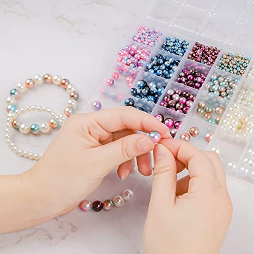 ELECDON 1890Pcs Multicolored Pearls Beads, ELECDON Loose Round Spacer Beads, Smooth Rainbow Faux ABS Beads for Jewelry Making, Bracelets, Earrings, Necklaces, DIY Crafts 4 6 8 10mm