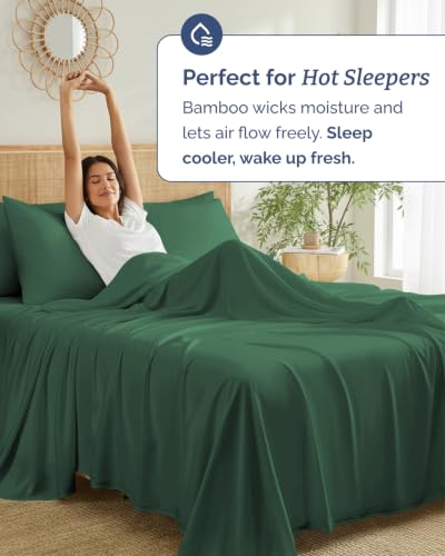 100% Rayon Derived from Bamboo - Bamboo Sheets King Size - Emerald Green - image 2