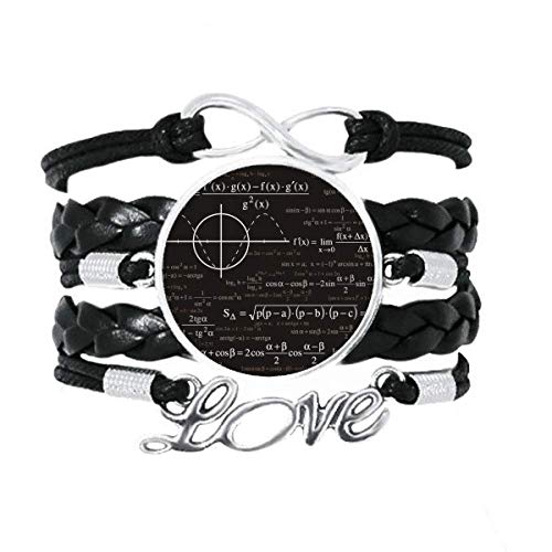 Bracelet à tricoter en cuir torsadé de formule mathématique : cadeau original prof