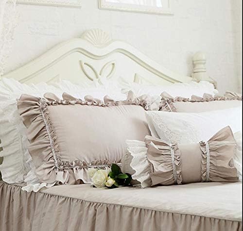 Amazon Lucky Beauty ベージュの可愛いフリル枕カバーコットン 43 63 枕カバー ピローケース オンライン通販
