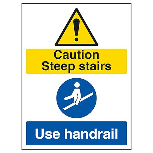 Panneau de sécurité Caution Steep Stairs en plastique rigide V Safety 200x300mm