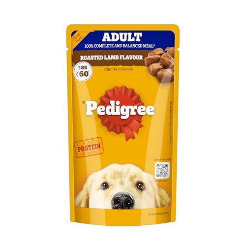 Pedigree Adult Wet Dog Food, Roasted Lamb Flavour Chunks in Gravy, 130 g, Made with Real Meat Protein, 100% Complete & Balanced Meal for Adult Dogs (B0DFHF77MQ) Amazon Price History, Amazon Price Tracker