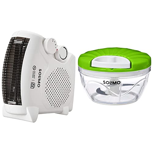 Image of Amazon Brand - Solimo 2000-Watt Room Heater (ISI Certified, White Colour, Ideal for Small to Medium r & 500 ml Large Vegetable Chopper with 3 Blades, Green Combo