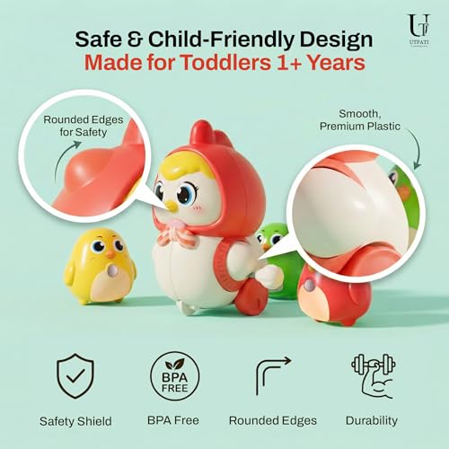Image of Chicken Toys for Kids, Swinging Chain String Magnetic Hen with Chick Learning to Crawl Spring Toy, Crawling Wind-up Duck, Walking Chicken Cute Windup Toy for Boys Girls Toddler