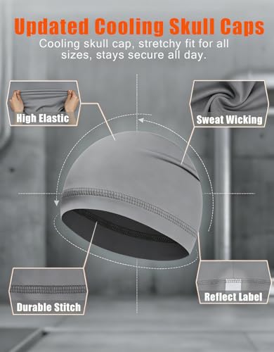 Image of Sweat Wicking Skull Caps Cooling Helmet Liner Hat Running Beanie Cycling Skullcap Sleeping Cap for Men Women