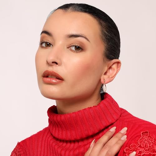 Image of Nilu's Collection Rose Gold Plated American Diamond Drop Earrings for Women And Girls | Anti-Tarnish | Anti-Allergy | Office Wear | Gift For Her