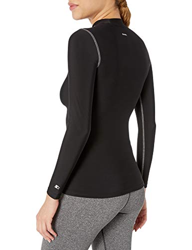 Starter Women's Long Sleeve Mock Neck Athletic Light-Compression T-Shirt, Amazon Exclusive, Black, Medium