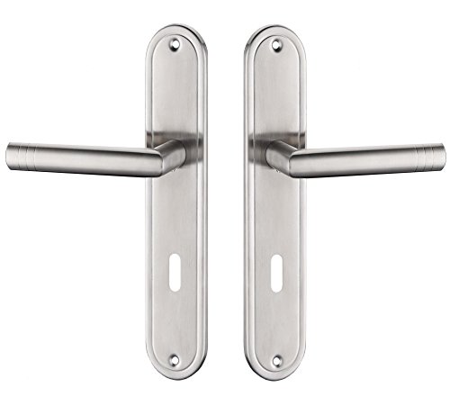Preisvergleich Produktbild Garnitura Ramona Bb - Langschildgarnitur Aus Edelstahl / Türbeschläge Mit Türgriff / RoSTFreie Renovierungsgarnitur Für Zimmertüren Und Innentüren 72Mm