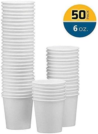 NYHI 50-Pack White Paper Disposable Cups โ Hot/Cold Beverage Drinking Cup for Water, Juice, Coffee or Tea โ Ideal for Water Coolers, Party, or Coffee On the Goโ (6 oz)