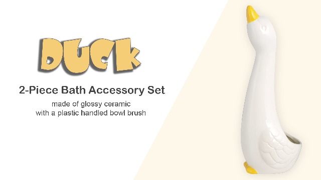 BestGiftEver Mallard Duck Design Toilet Brush And Holder Set, Cute Polyresin Lakehouse-Inspired Design Holder For