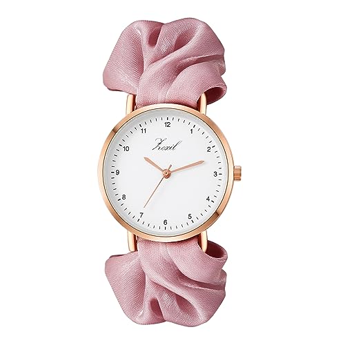 JewelryWe Montre Femme Fantaisie à Bracelet Elastique en Gaze, Analogique Quartz Simple, Extensible, 1 ATM Etanche, Cadeau pour Femme