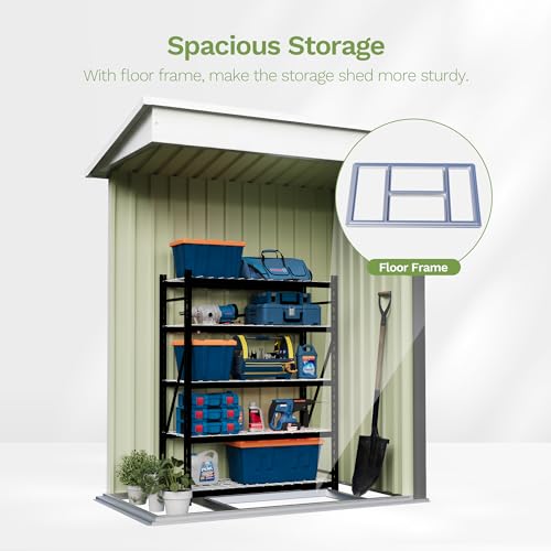 Image of Patiowell 5x3 FT Outdoor Storage Shed with Floor Frame, Small Metal Sheds