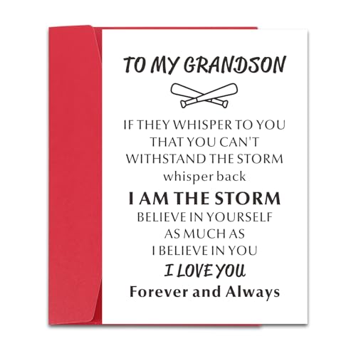 STVK Grandson Cards from Grandma- Baseball Card for Grandson Christmas Gifts for Teens 16-18 Happy Birthday Card for 16 Years Old Boy Grandsons Birthday Gifts Baseball Cards for Boys Grandsons