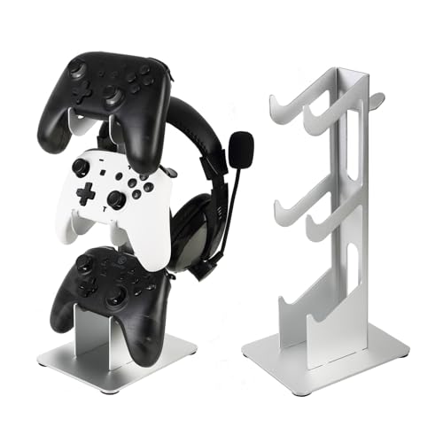 Image of Controller Holder 3 Tier, Controller and Headset Aluminum Stand for Gaming Desk, Stronger Snap-on Construction Hanger for All Universal Gaming PC Accessories