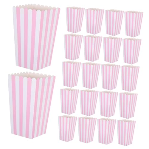 VALICLUD 40pcs Striped Popcorn Boxes: Paper Candy Containers for Party Favors Movie Night Supplies and Birthday Celebrations Oil-resistant and Easy to Carry