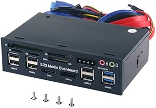 Tccmebius TCC-QL5E 5.25 Inch PC Multifunction Dashboard Media Front Panel, With SATA e-SATA Dual USB 3.0 6 port USB 2.0 Audio Ports and Five-in-one Card Reader (SD/MMC/CF/MS/TF / M2)