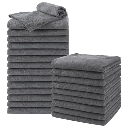 Image of UNIMADE Salon Towels 24 Pack, Super Soft Microfiber Gym Towels, Highly Absorbent Hair-Drying Cloth for Gym, Bath, Spa Use and Home Beauty Care - Grey (16x29 inch)