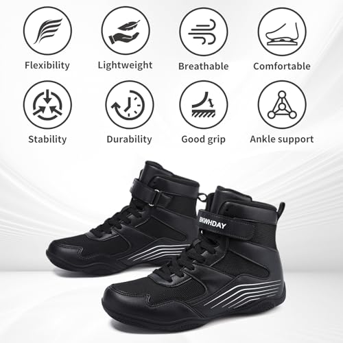 Kids Wrestling Shoes Youth Boys Girls Boxing Shoes Lightweight Breathable Non Slip for Fitness Powerlifting4