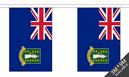 Flagtex British Virgin Islands Fabric Bunting – 9m with 30 Flags – Fabric for Indoor & Outdoor Use – String Flags Banners BVI Caribbean British Territory Island