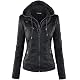 Lederjacke für Damen mit Kapuze aus Kunstleder