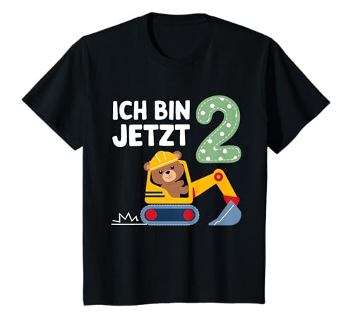 Kids Ich Bin Jetzt 2 Digger Bear 2nd Birthday T-Shirt