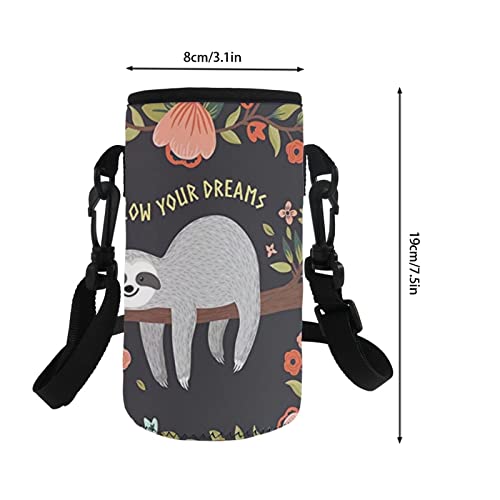 COEQINE Insulated Neoprene Water Bottle Carrier Holder Bag Adjustable Shoulder Strap Print Cute Sloth for Adult Kids Walking Hiking Stainless Steel and Plastic Bottle - Image 4